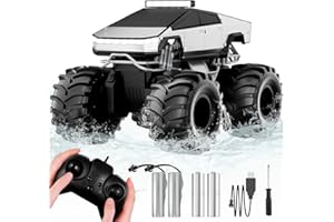 COKZER Remote Control Car, 1:18 Amphibious RC Cars, 4WD All Terrain Off-Road Pickup, 2.4GHz Waterproof Cyber Truck, 360° Rotatable Monster Truck Toys for Boys Christmas Birthday Gifts Age 6 7 8 9 10-13+