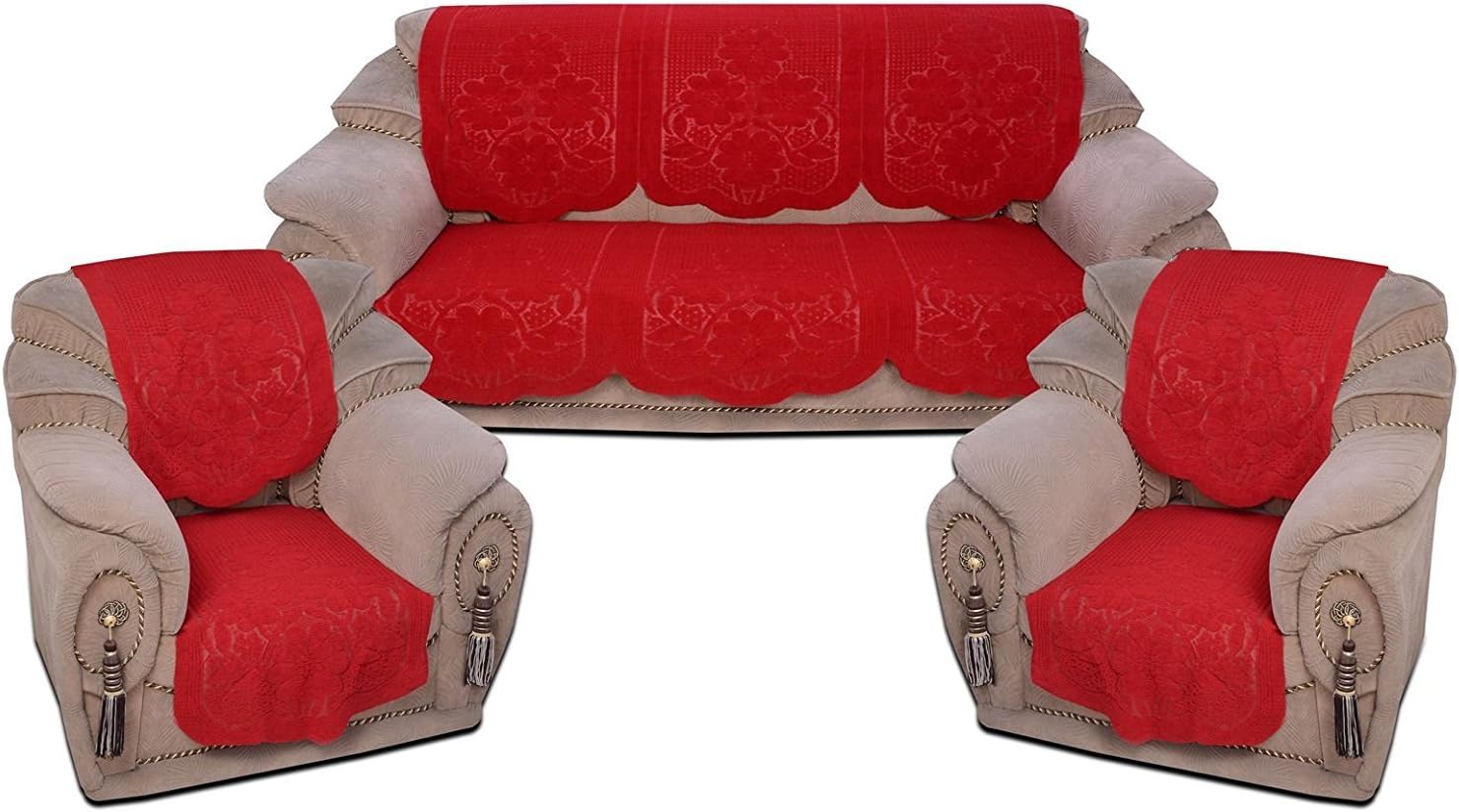 NIMKOS 6 Piece Red Sofa & Chair Cover Set