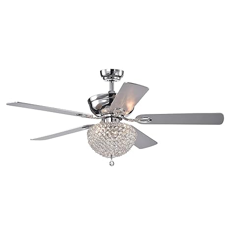 Luxurefan Modern Crystal Ceiling Fan Lihgt With 5 Premium Reverse