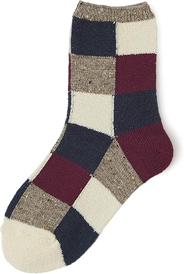 Amazon 靴下屋 クツシタヤ キッズ New異素材ブロックソックス16 18cm 日本製 柄靴下 グレージュ パープル ソックス 通販