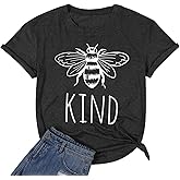 Be Kind Tshirt Women Cute Bee Graphic Shirt Funny Inspirational Teacher Short Sleeve Tees Tops