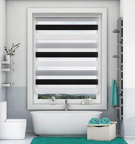 Magiea Store Enrouleur Jour Nuit Blanc Gris Anthracite 55 X 150 Cm Double Store Enrouleur Sans Perçage Clips Klemmfix Montage Luminosité Réglable