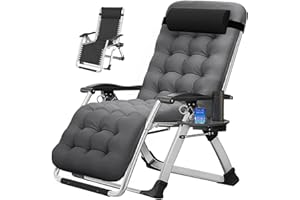 MOPHOTO Zero Gravity Chair, Outdoor Padded Lounge Chair with Side Table, Zero Gravity Recliner Chair, Outdoor Reclining Chair