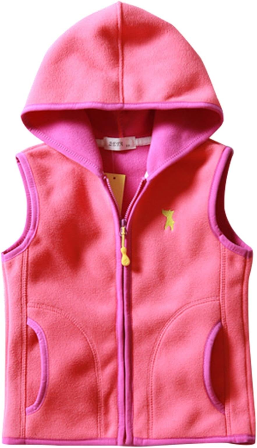 Girls Hooded Soft Polar Fleece Vest Winter Zipper Up Waistcoat 2-8T