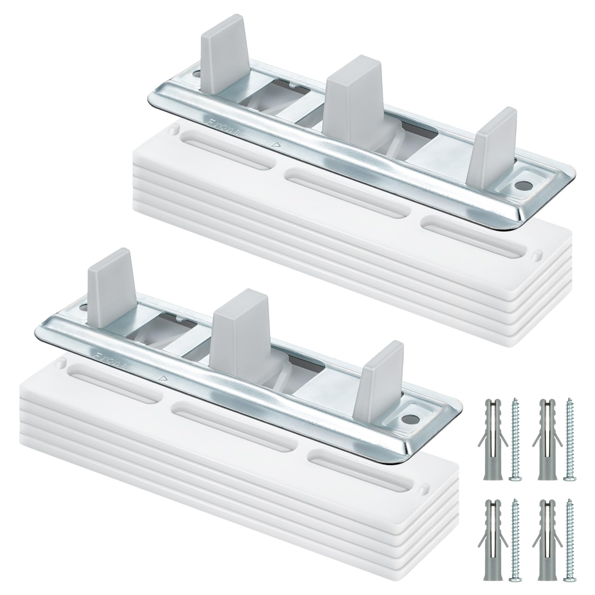 Photo 1 of 2 Pack Sliding Closet Door Floor Guides with Carpet Risers, Adjustable Sliding Closet Door Guide Fit 3/4'' to 1-3/8'' Thick Doors, White and Metallic