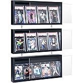 Donmills Card Display Case, 3 Pack Graded Sports Card Display Wall Mount with Acrylic Protection & Clear View, Wooden Baseball Trading Card Display Frame for Basketball Trading Cards Collection, Black