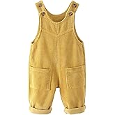 Happy Cherry Infant Baby Boy Girl Corduroy Overalls Romper Adjustable Button Suspender Big Pants Plain Romper Outfit Clothes