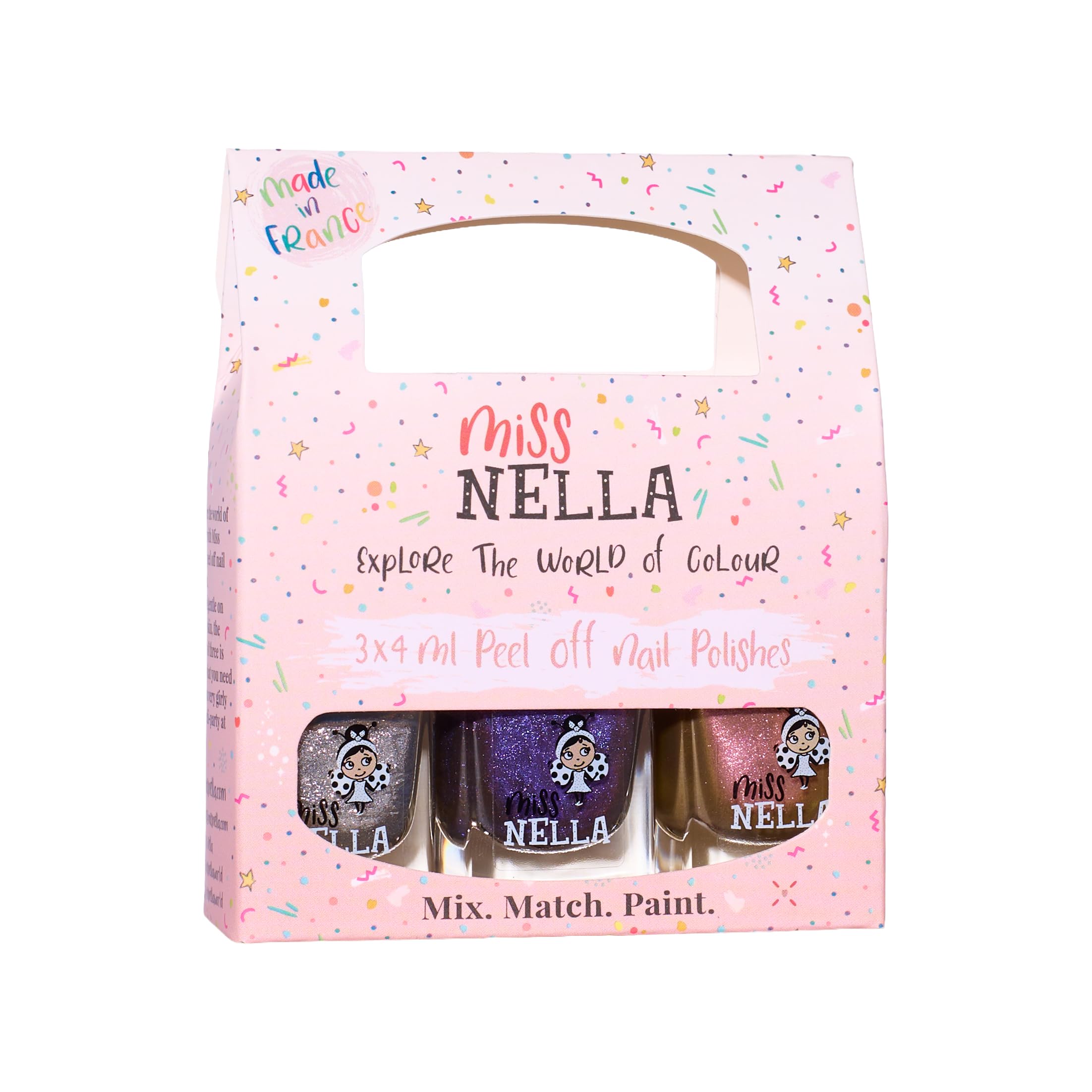 Miss Nella Space And Beyond- Special chrome Kids Nail Polish 3 Pack: Cosmic Cutie (gold), Shooting Star (silver) & Galactic Unicorn (purple), Peel-off Water Based Formula — image 1