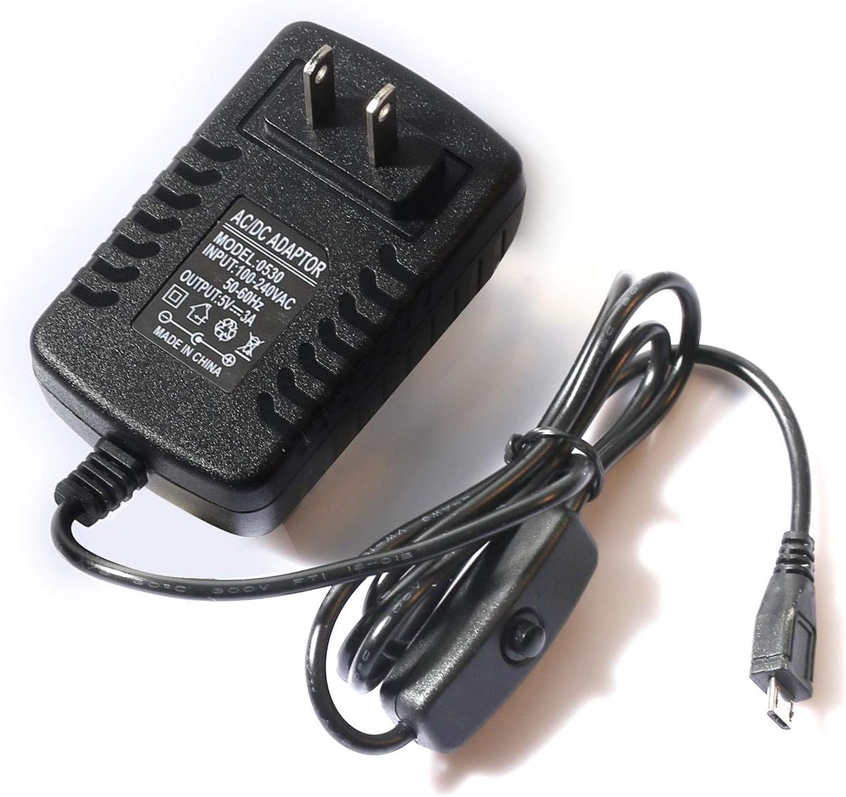 Amazon.com: DEVMO 5V 3A Micro USB AC Adapter DC Wall Power Supply ...