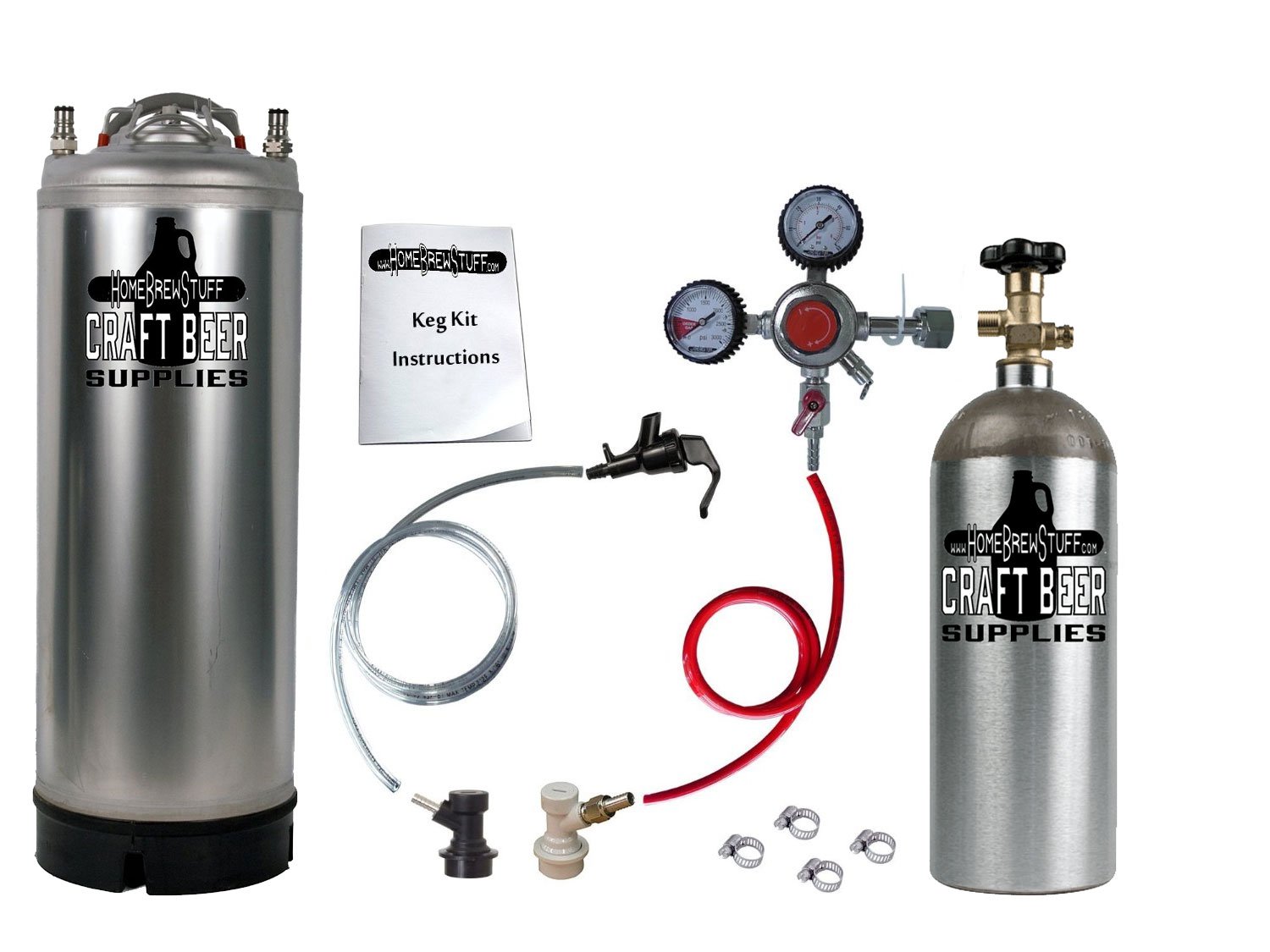 One Keg Homebrew Party Kegerator with New Kit Ball Lock Keg and 5 LB Co2 Tank