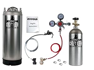 One Keg Homebrew Party Kegerator with New Kit Ball Lock Keg and 5 LB Co2 Tank