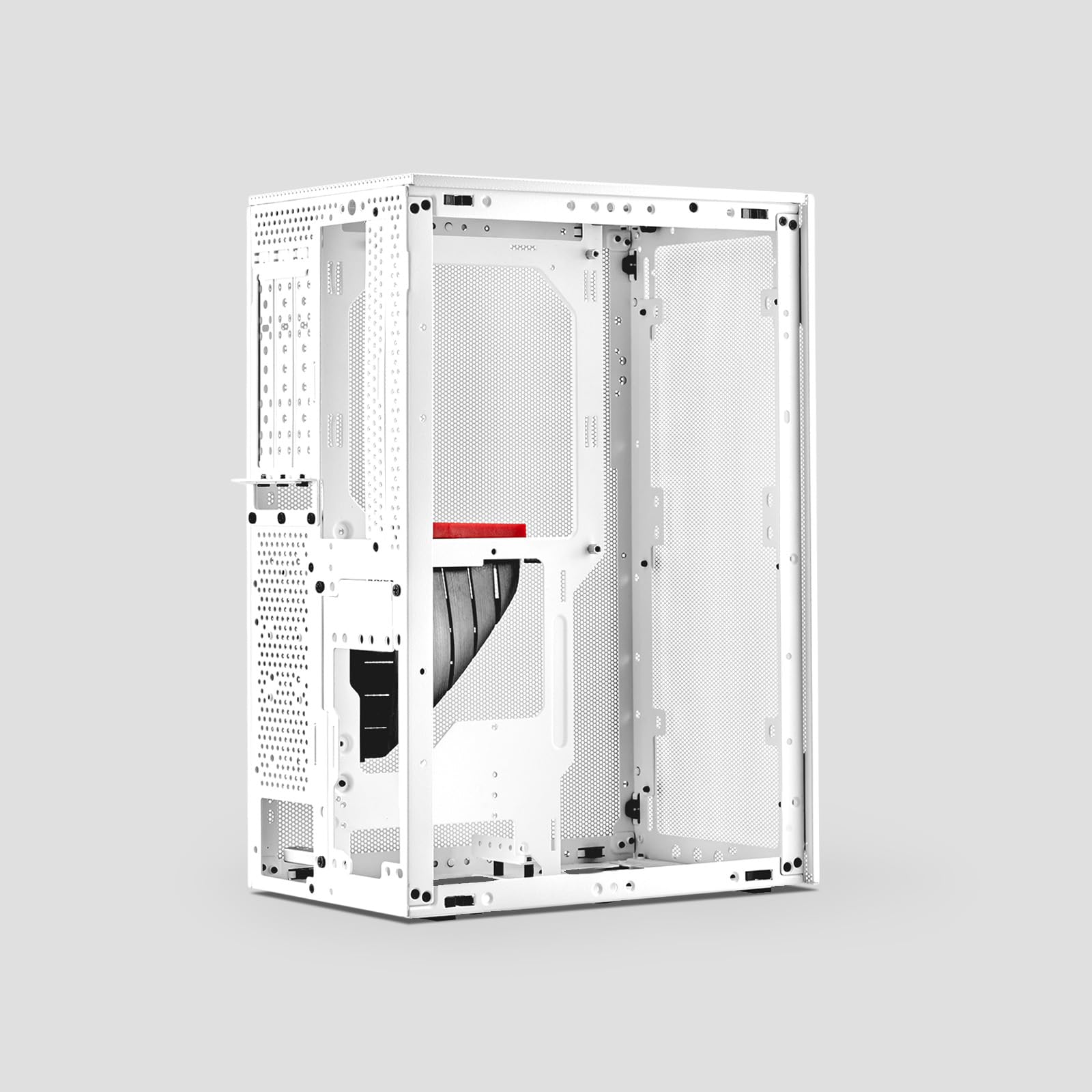 SSUPD Meshroom S V2 Mini-ITX Gaming PC Case (SFF), Full Mesh Panel with PCIE 5.0 Riser Cable, Compatible ATX MB/RX9070/5090/280mm AIO, USB Type-C, White