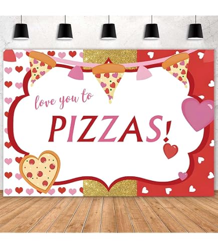 thumbnail image 2 of KUNGOON Love You To Pizzas Banner,Pizza Theme Birthday/Wedding Anniversary/Baby Shower/Bridal Shower Party Supplies,Valentine's Day Pizzas Party Decoration 2 of 10