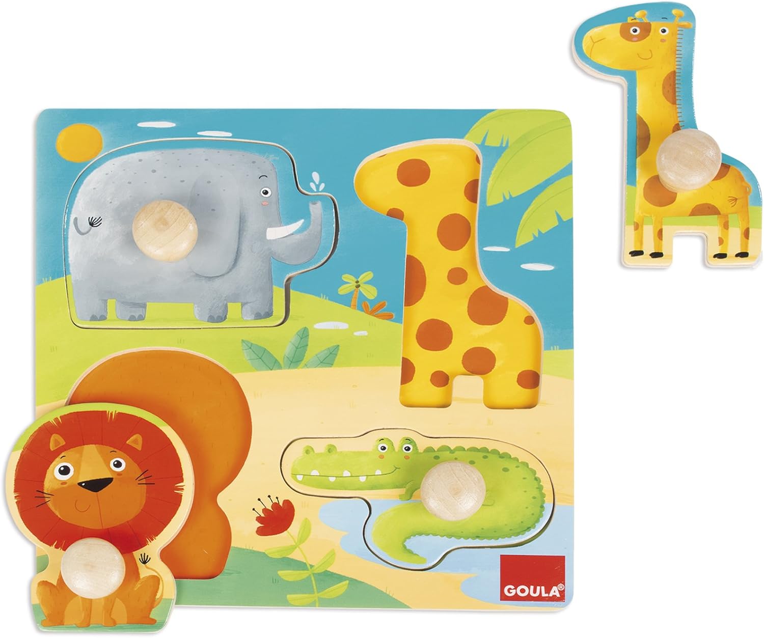 Goula Jungle Animal Wooden Peg Puzzle Amazon.co.uk Toys & Games