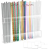 Ajedrmy 9.5” Large Straw Holder for Cabinet Door, Acrylic Straw Dispenser Organizer, Reusable Tumbler Straw Organizer Storage Container Mount for Kitchen Counter Cupboard Door (Clear)