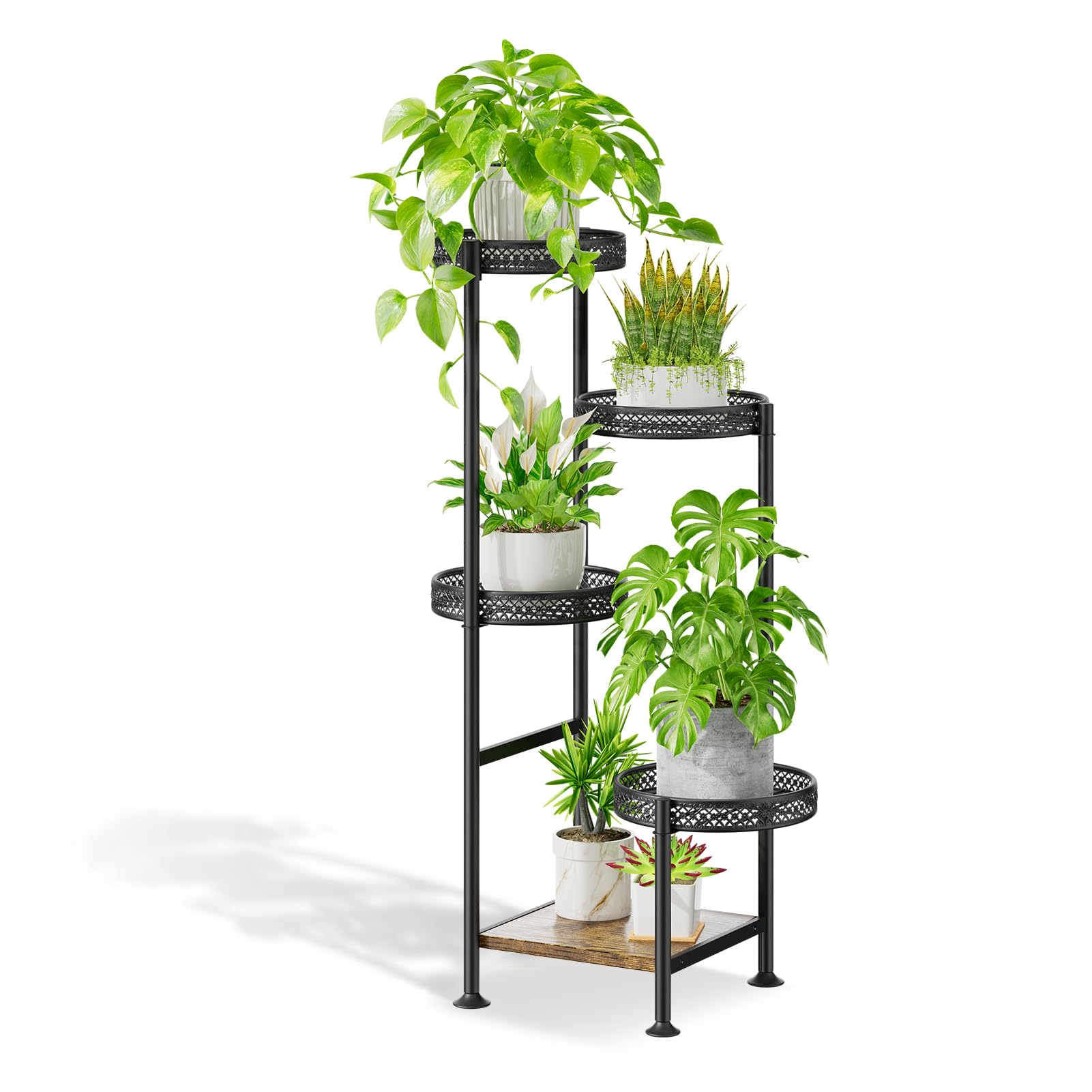 Photo 1 of Oppro 5 Tier Plant Stand Indoor Outdoor, Tierd Corner Metal Plant Stands Holder for Multiple Plants, Flower Orchid Pot Shelf Display Rack for Living Room Balcony Garden Patio, Black (5 tier-Hollow Black)