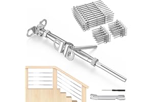 BLIKA 50 Pairs 1/8" Cable Railing Kit Swage Toggle Turnbuckle Hardware, Adjustable Angle T316 Stainless Steel Cable Railing Kits for 2"x2", 4"x4" Wood Posts, Deck Cable Railing Kits for Stairs, BL025