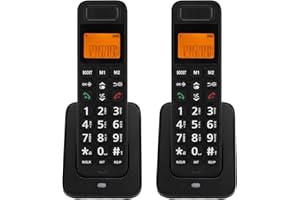 PUSOKEI Cordless Phone with DECT 6.0, Full Duplex Speakerphone with LCD Display, Large Button, Illuminated Keypad, Call Block