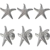 Xinally 6 Pieces Starfish Knobs, Coastal Beach Cute Ocean Animal Theme Single Hole Pulls for Suitable for Suitable for Kitchen Bathroom Dressers Closets Kitchens and Other Home Decoration (Starfish)