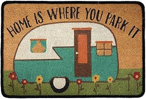 chaqlin Welcome Mats Funny Doormats Home is Where Your Park It with Personalized Design Entrance Way Indoor and Outdoor Rubber Doormat Non-Slip Kitchen Mats and Rugs Camper