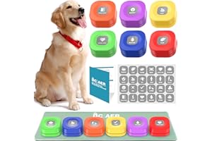 DCIAER Dog Buttons for Communication, 6 PCS Dog Talking Button Set,30 Seconds Recordable Pet Training Buzzer，with Training Manual Book + 24 Scene Modes + 1 Dog Button Mat