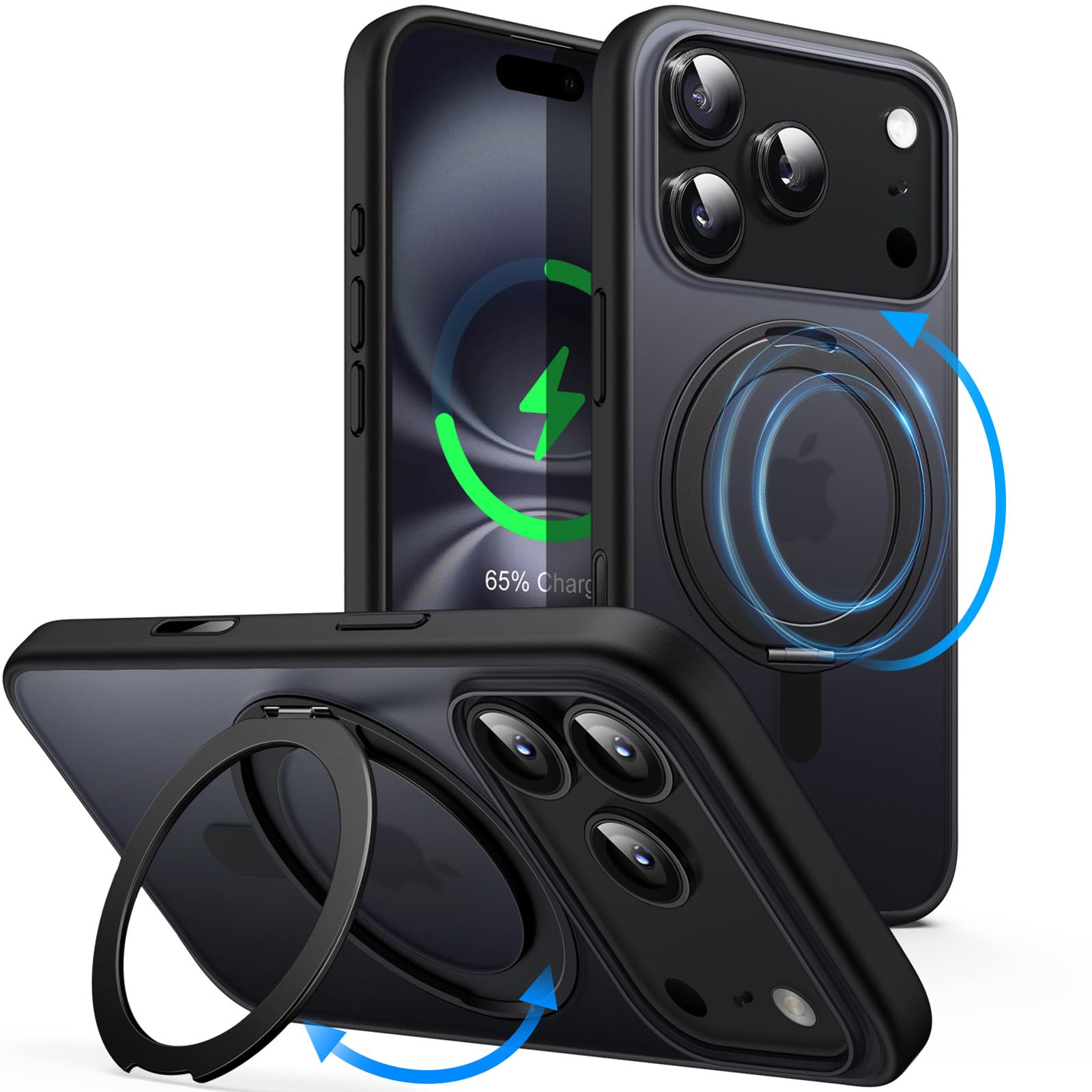 360 Degree Rotatable Ring Case for iPhone 17 Pro Max, Compatible with MagSafe