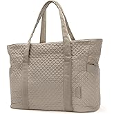 BAGSMART Crush Tote Bag for Women, 20L Puffer Work Tote with Zipper, Travel Essentials Quilted Nurse Hospital Bag
