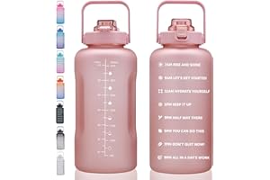 ST-YIBEN 64oz,100oz,128oz Large Motivational Water Bottle with Time Marker, Leakproof & BPA Free Half Gallon/1 Gallon Big Water Bottle with Straw & Handle Tritan Frosted Water Jug for Gym,Fitness,Outdoor Sports