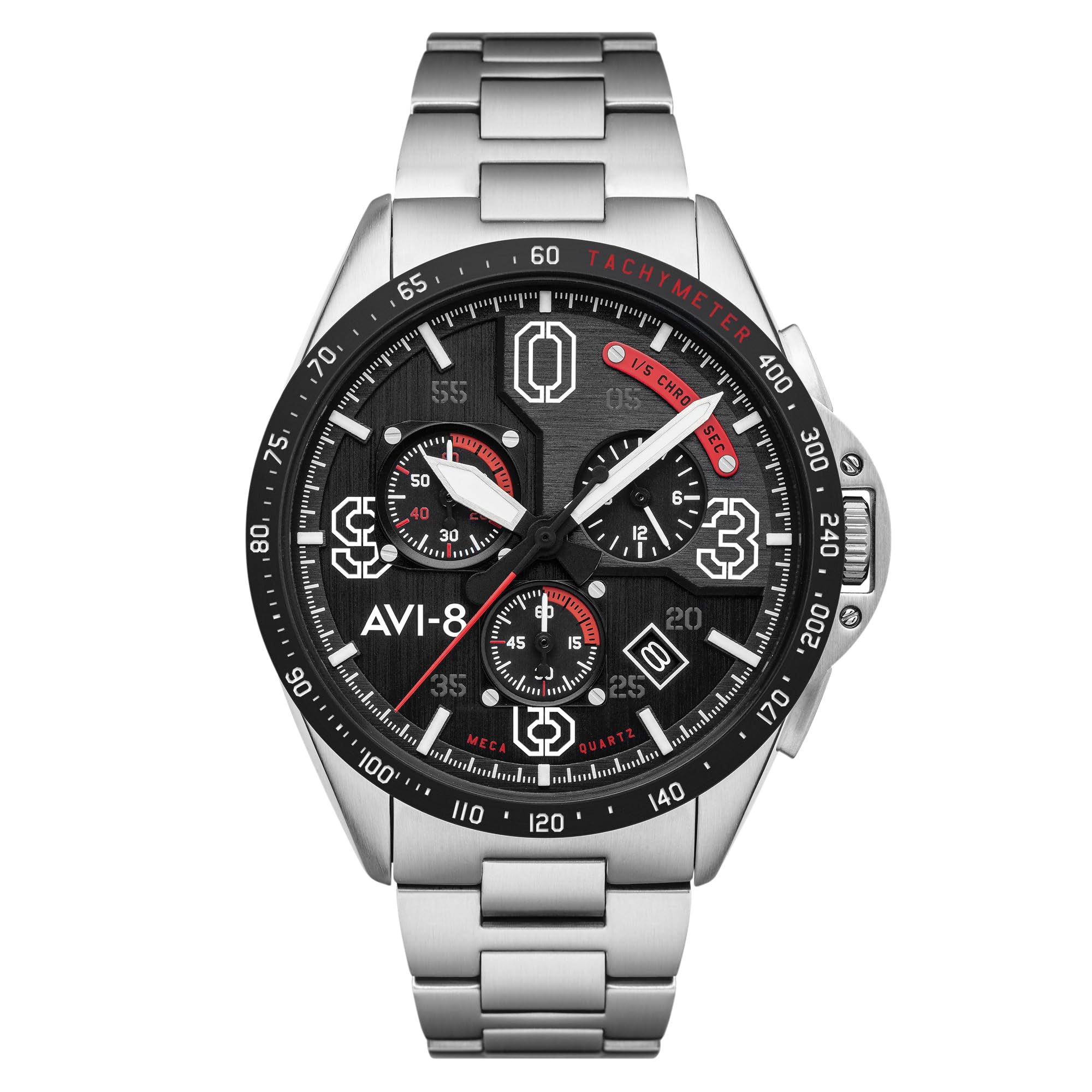 AVI-8 Pilot P-51 Mustang Blakeslee Men's Legion Japanese Meca-Quartz 43mm Watch with Solid Stainles Steel Bracelet AV-4077-11