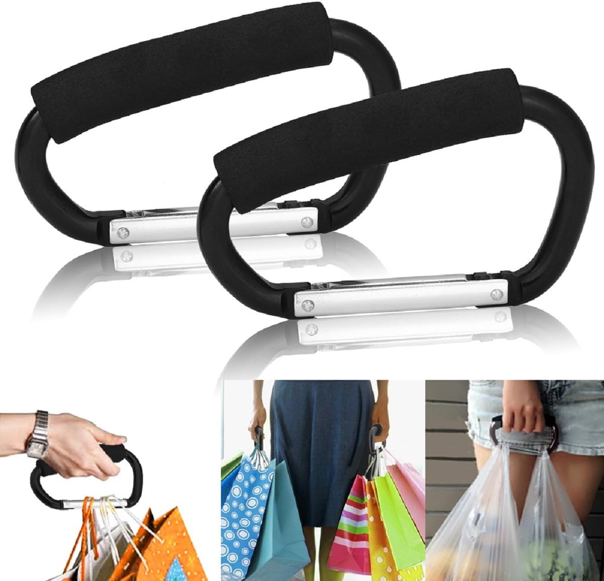 pushchair shopping bag hooks