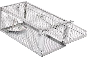 Kensizer Humane Rat Trap, Chipmunk Rodent Trap That Work for Indoor and Outdoor Small Animal - Mouse Voles Hamsters Live Cage Catch and Release 1-Pack Small 10.5" L x 5.5" W x 4.5" H