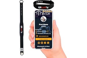 QRLYNK Tap NFC Bracelet, QR Code Smart Wristband: Fully Custom Profile scannable, Adjustable, Discreet Band Woman, Men & Kids- No App/No Paid Subscription-Color (Black)