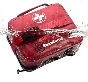 Surviveware Waterproof First Aid Kit for Kayak, Boating, Backpacking, Snow and Watersports