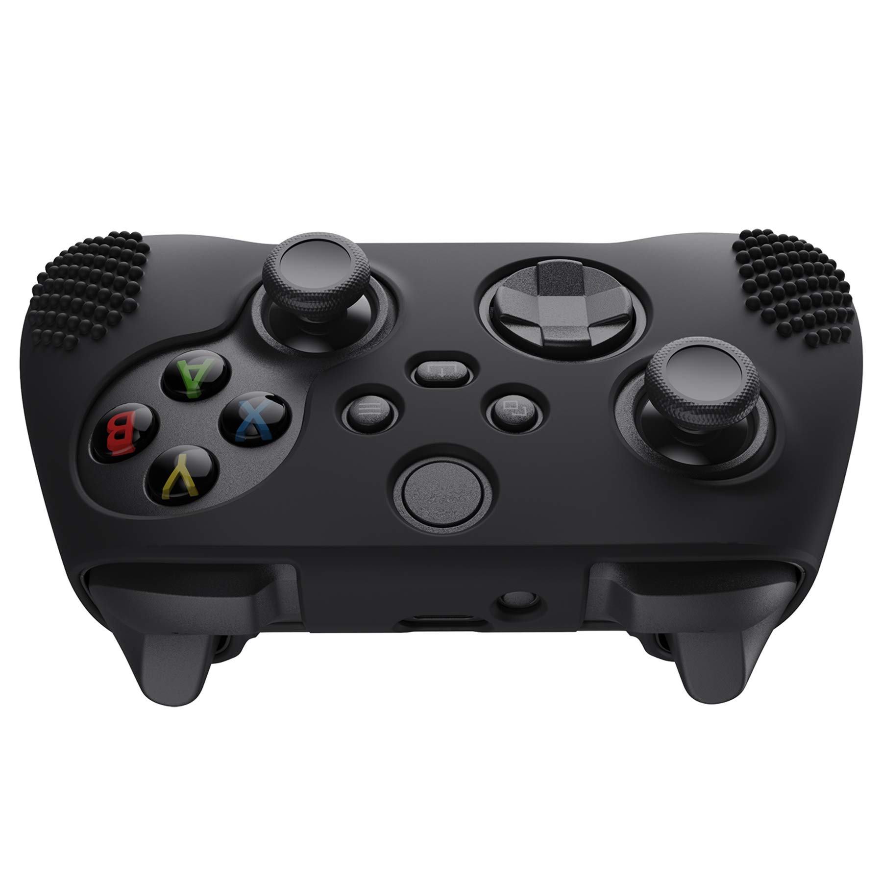 eXtremeRate PlayVital Black 3D Studded Edition Anti-slip Silicone Cover Skin for Xbox Series X/S Controller, Soft Rubber Case Protector for Xbox Core Wireless Controller with 6 Black Thumb Grip Caps