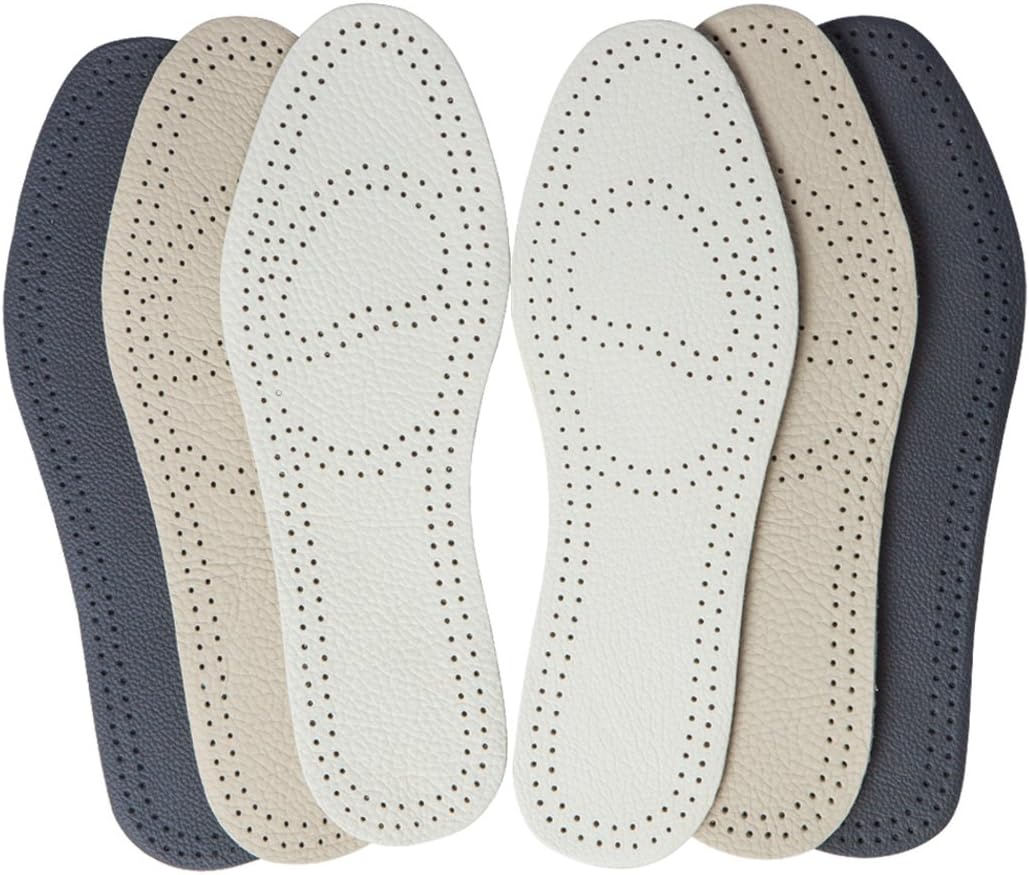Bellcon Thin Shoe Pads for Men Black Leather Insoles for