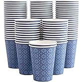 Clawsoff 210 Pack 16 oz Disposable Paper Cups, Hot/Cold Beverage Paper Drinking Cups, Navy Floral Paper Coffee Cups 16 oz for Home-use, Office, Restaurant and Events