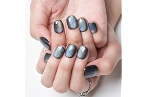 GLAMERMAID Press on Nails Extra Short Squoval, Halloween Handmade Rainbow Black Gel Nails Polish Glue on Nails, 24Pcs Glossy Round Reusable Fake Nails Acrylic False Nails Manicure Kits for Women