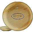 R and R Industries Harshu Areca Round Flatware - 20 Pack, Biodegradable Palm Leaf Plates, Eco-Friendly Disposable Tableware for Parties, Events, and Catering (Round Plate, 7" (18cm) - 20 Pack)