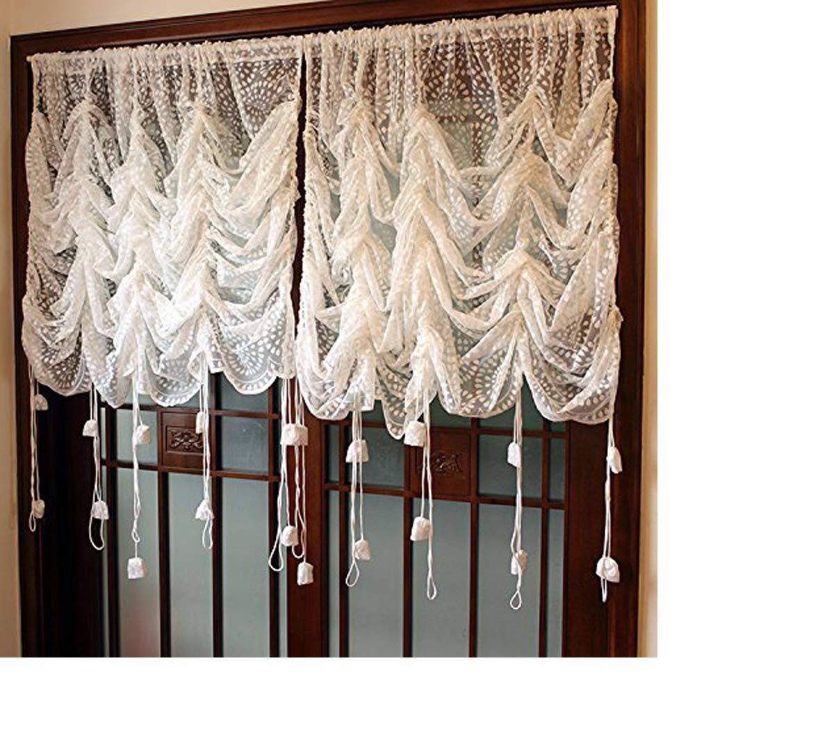 Buy Fadfay Elegant Lace Sheer Balloon Curtains Luxury White