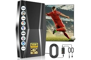 GOXIS 2025 TV Antenna Indoor,1600+ Miles Range TV Antenna for Smart TV Indoor, Digital TV Antenna for Local Channels with Signal Booster, HD Antenna Supports 360° Reception 8K 1080p All TV's-42ft Coax Cable