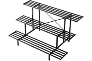 Zhongma 3 Tier Sturdy Metal Plant Stand, L45.67 x W26 x H23.6 inch, Heavy Duty Plant Holder for Home Indoor and Outdoor, 660 LBS Capacity & Heavy Duty Construction