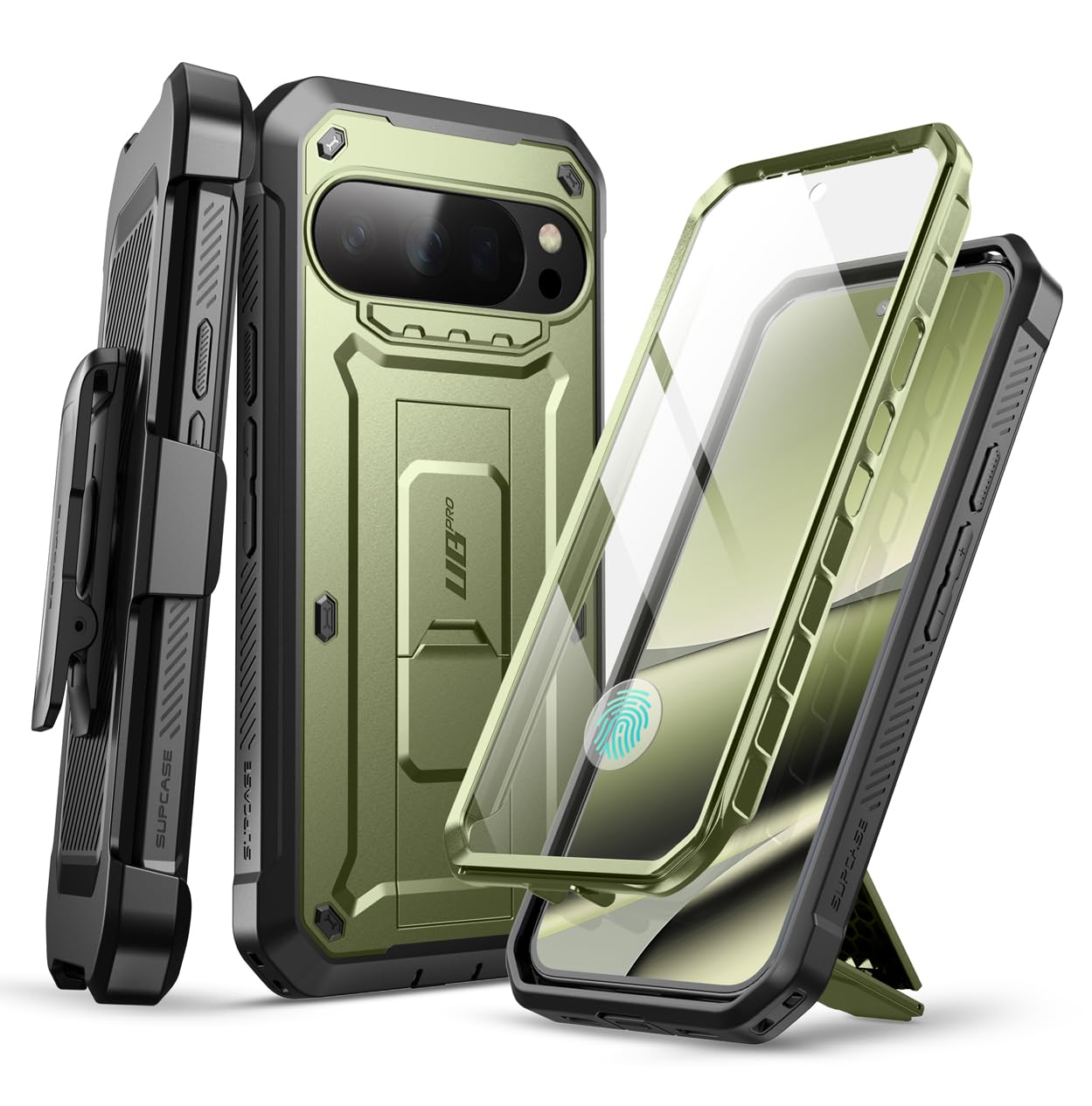 SUPCASE for Google Pixel 10 Pro XL Case with Screen Protector (Unicorn Beetle Pro), [Built-in Stand & Belt-Clip] [Military-Grade Protection] Full Body Phone Case for Pixel 10 Pro XL 2025, Guldan