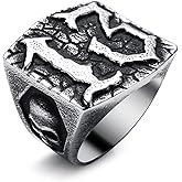 KIRTIJW Skull Rings for Men Stainless Steel Skull Ring Gothic Biker Rings Jewelry for Men Boys Size 7-13