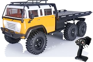 wheelfun CROSSRC 1/10 Full Scale 6X6 RC Crawler 6WD Off Road All Terrain Truck Rock Crawler Vehicle RTR 2.4Ghz JT6 RC Rock Climbing Truck Flatbed Car Model Rock Bouncer Light Hobby Grade Model