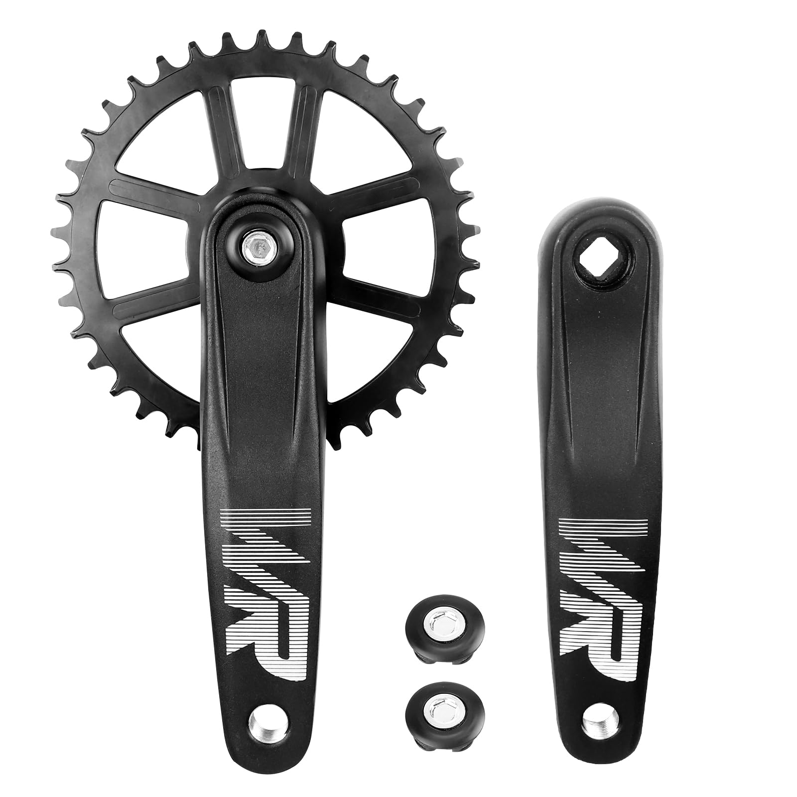MEGHNA Bicycle Crankset Set 170 mm Crankset 32T/34T/36T/38T Universal for Single Speed and 6/7/8/9/10/11 Speed Bike, MTB BMX Road Bike (38T)