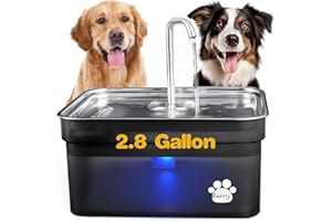 Kastty Dog Water Fountain for Large Dogs, 2.8Gal/10.5L Stainless Steel Cat Water Fountain, Super Quiet Smart Pet Water Fountain Automatic Dog Water Bowl Dispenser with LED Pump, Easy to Assemble Clean