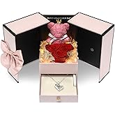 Childom Preserved Valentines Day Rose Gifts for Her,Birthday Gifts for Women,Mothers Day Flowers Gift For Mom Wife,Real Light Up Rose Flowers for Delivery Prime with Necklace for Christmas,Anniversary