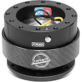 NRG Innovations Gen 2.0 Steering Wheel Quick Release Kit,Black Body, Black Carbon Fiber Ring, 6x70mm &amp; 6x74mm Bolt Pattern, NRG-SRK-200CF