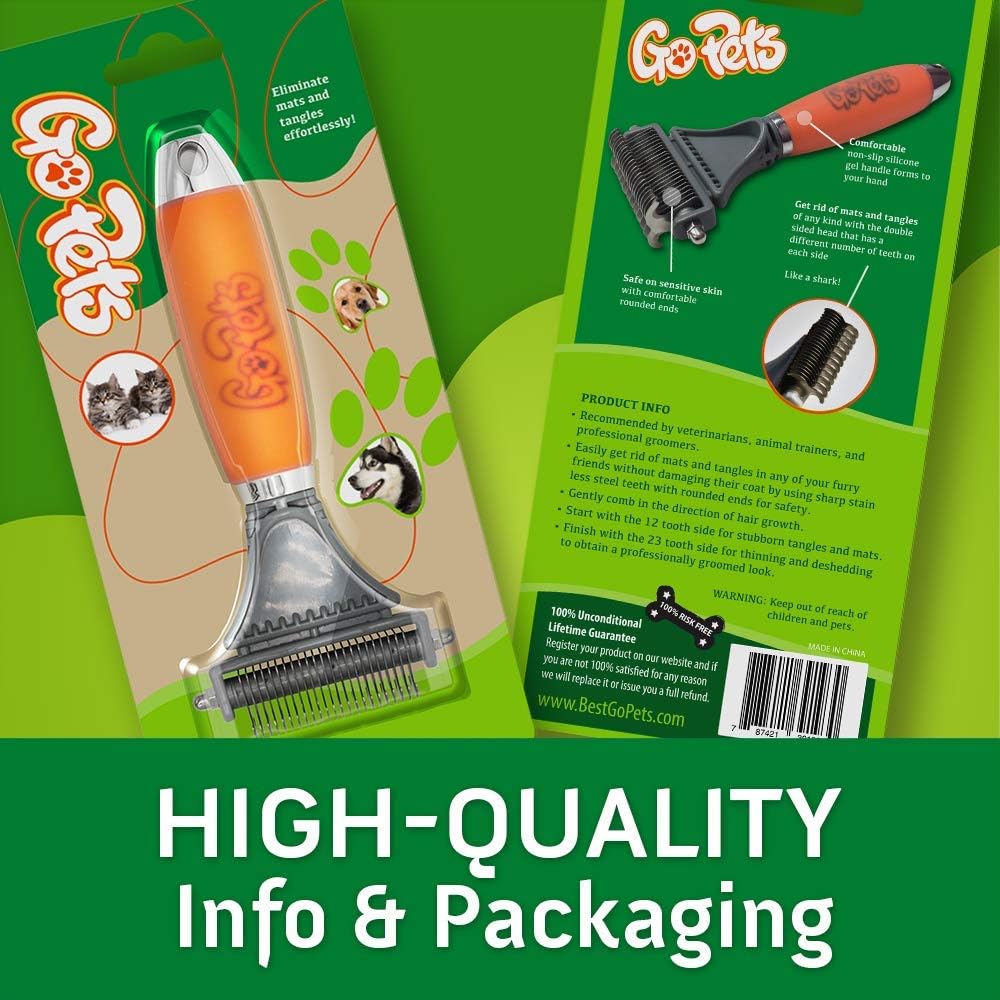GoPets Dematting Comb with 2 Sided Professional Grooming Rake for Cats & Dogs: Pet Supplies