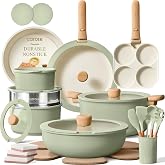 CAROTE 33pcs Pots and Pans Set Non Stick, Detachable Handle Cookware, Green | Ultra Nonstick, Space Saving, Dishwasher &amp; Oven Safe, Non-Toxic Kitchen/Apartment/Camping/RV/ Traveling Cooking Sets